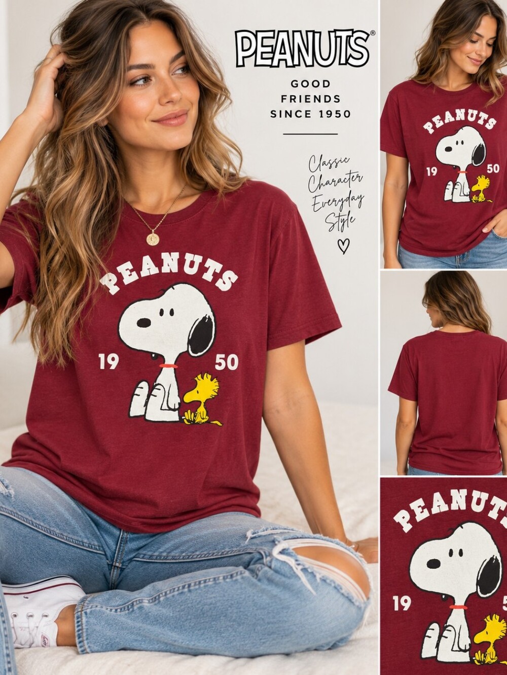 🐶 Peanuts Snoopy & Woodstock 1950 Graphic Tee – XL